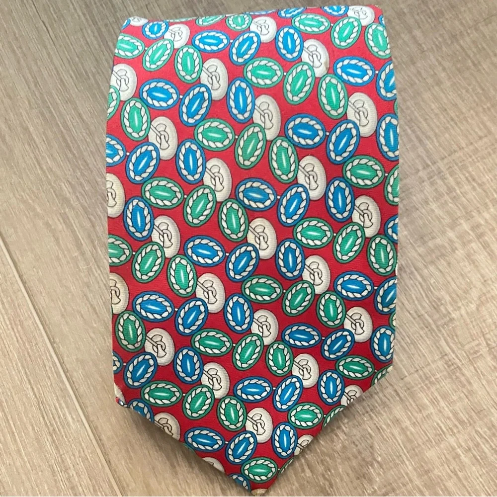 Burberry London Mens Silk Designer Necktie Italy Multi‎ Color Red Green Blue Tie